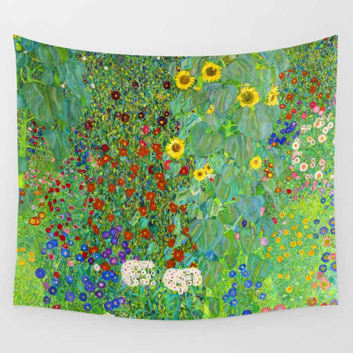 Gustav Klimt Flower Garden Wall Tapestry Gallery Image 4