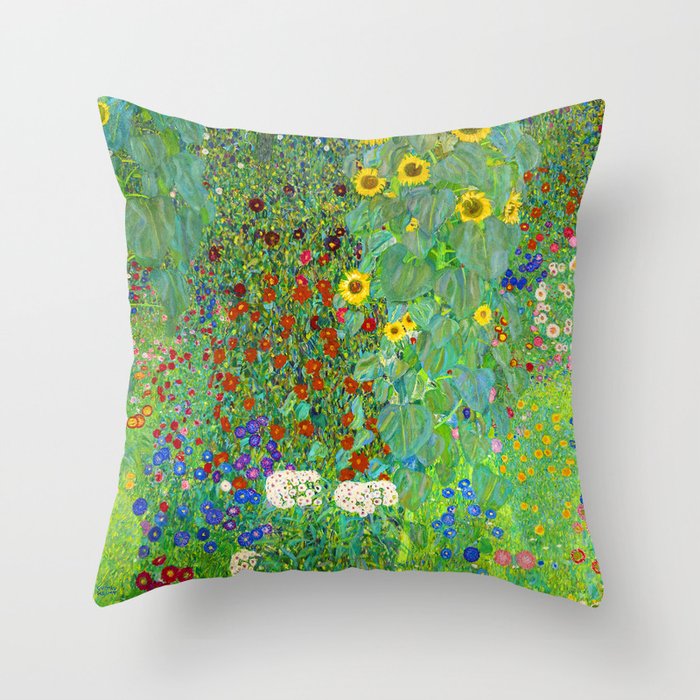 Gustav Klimt Flower Garden Throw Pillow Gallery Image 6