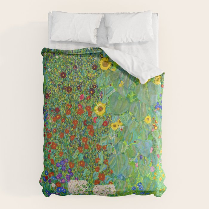 Gustav Klimt Flower Garden Duvet Cover