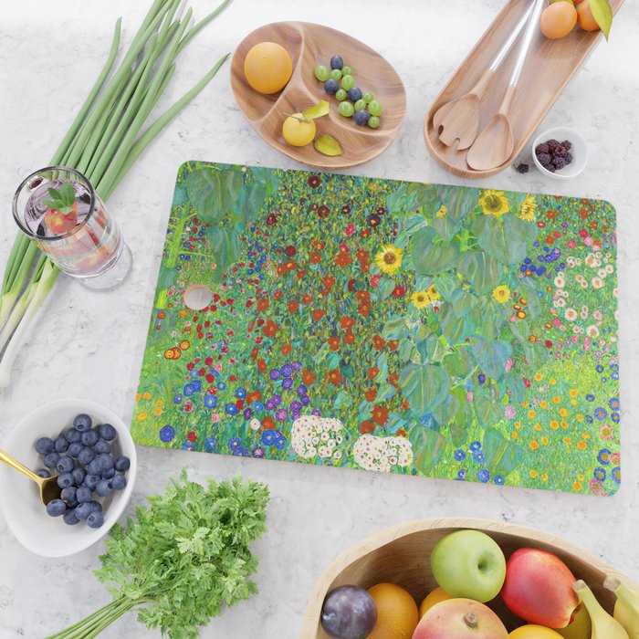 Gustav Klimt Flower Garden Cutting Board Gallery Image 2