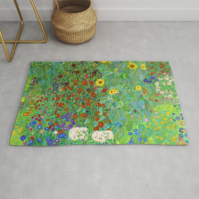 Gustav Klimt Flower Garden Rug Gallery Image 1