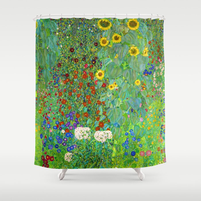Gustav Klimt Flower Garden Shower Curtain Gallery Image 1