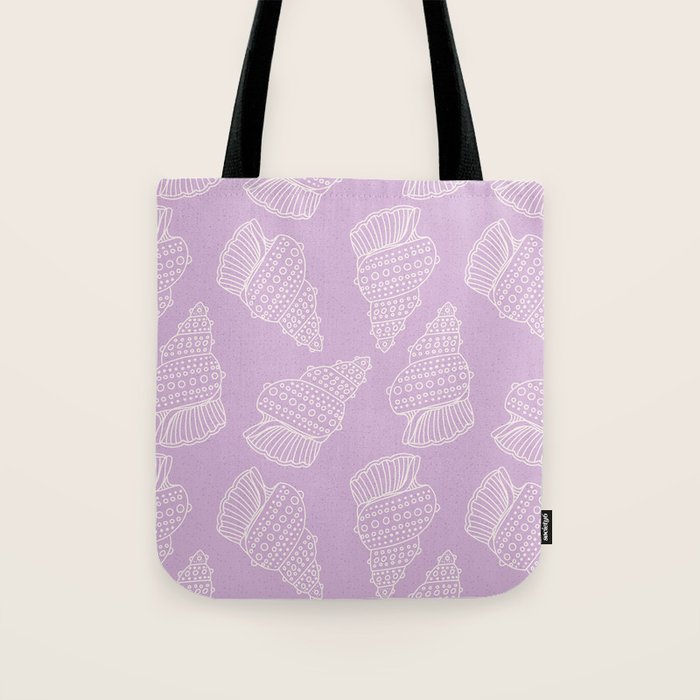 Conch Shell on Lavender Tote Bag Gallery Image 1