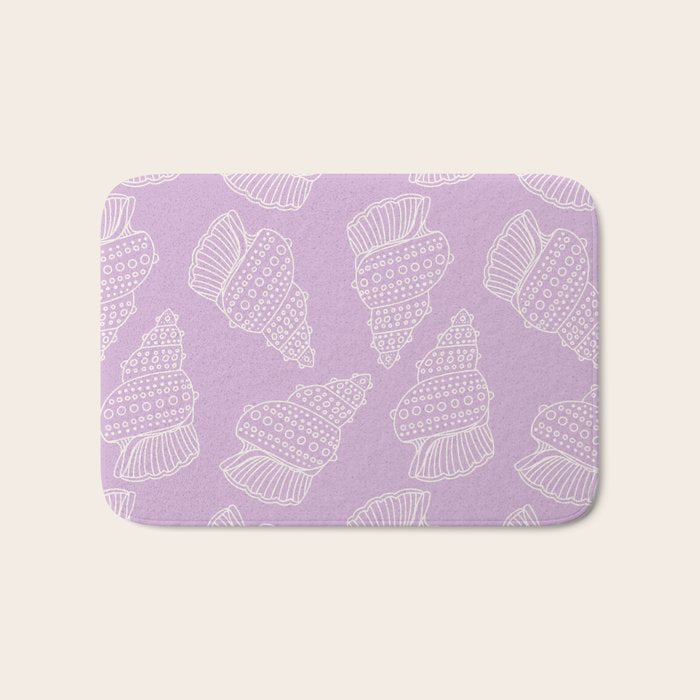 Conch Shell on Lavender Bath Mat Gallery Image 1