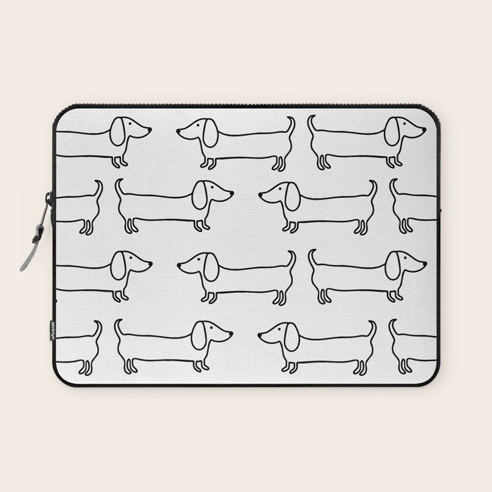 Dachshund in black-white Laptop Sleeve Gallery Image 1
