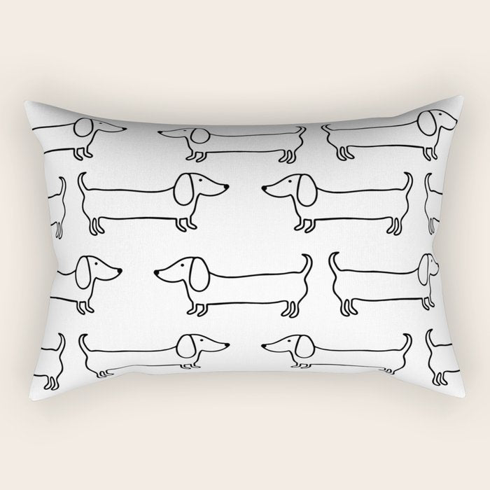 Dachshund in black-white Rectangular Pillow Gallery Image 1