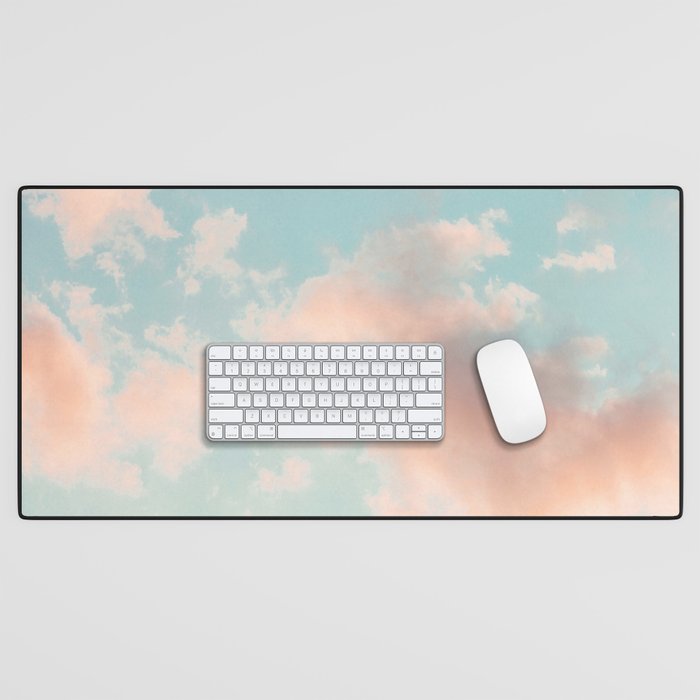 Cotton Candy Clouds - Nature Photography Art Print, Pastel Desk Mat Gallery Image 1