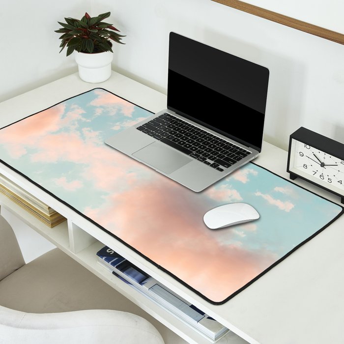 Cotton Candy Clouds - Nature Photography Art Print, Pastel Desk Mat Gallery Image 2
