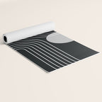 Mid Century Modern Geometric 109 in Black and White (Rainbow and Sun Abstraction) Yoga Mat Gallery Image 2