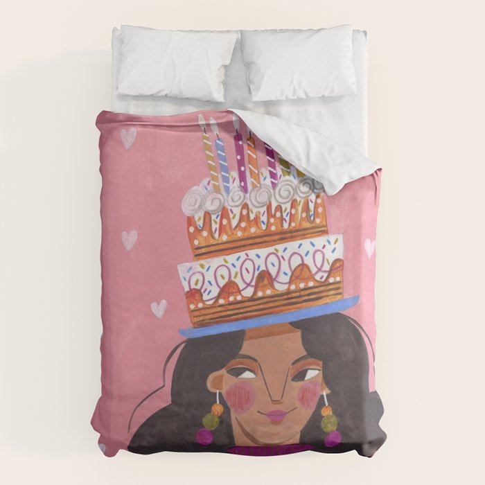 Woman with cake Duvet Cover Gallery Image 6