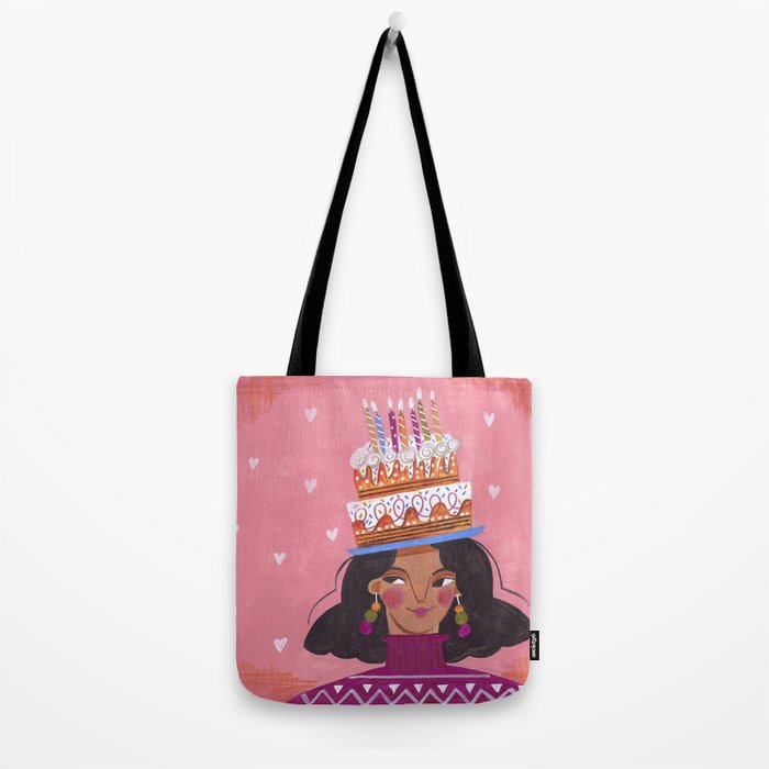 Woman with cake Tote Bag Gallery Image 2