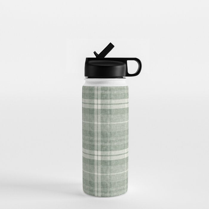 fall plaid - sage Water Bottle Gallery Image 1