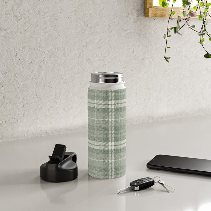 fall plaid - sage Water Bottle Gallery Image 4