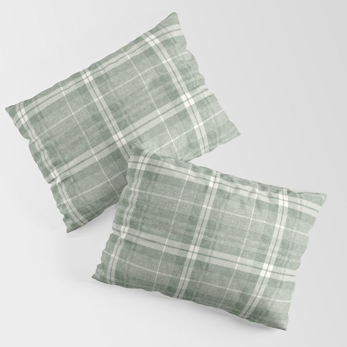 fall plaid - sage Pillow Sham Gallery Image 3