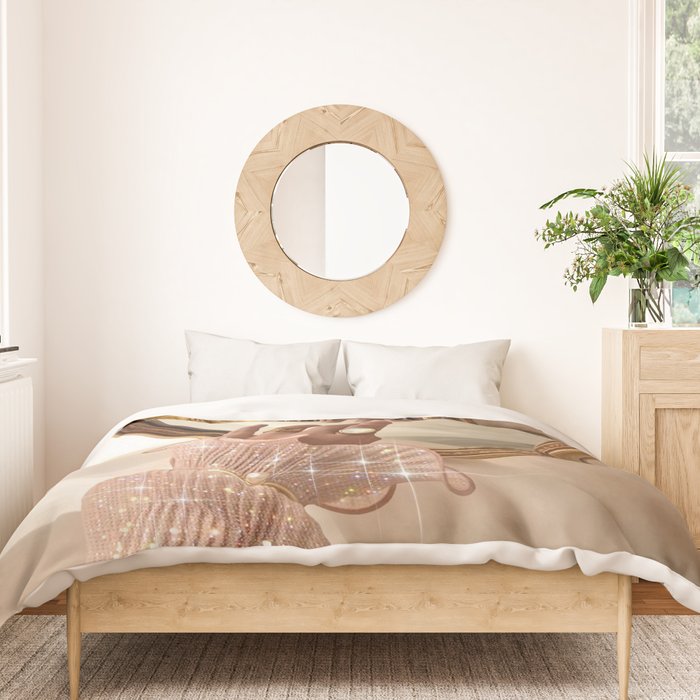 AESTHETICS | Parisian | collage | vintage | retro | pink | pastel | 70s | France | fashion | beige Duvet Cover Gallery Image 3