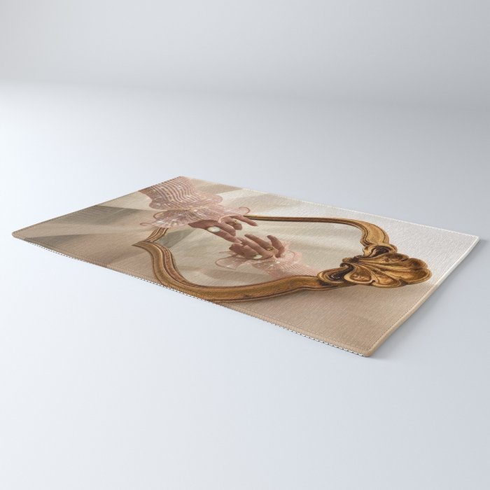 AESTHETICS | Parisian | collage | vintage | retro | pink | pastel | 70s | France | fashion | beige Rug Gallery Image 3