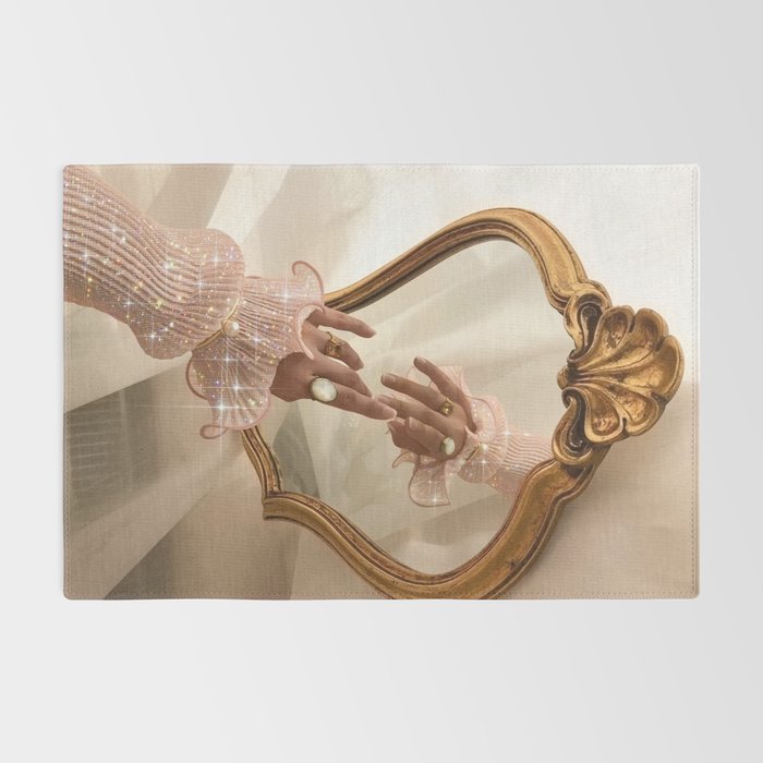 AESTHETICS | Parisian | collage | vintage | retro | pink | pastel | 70s | France | fashion | beige Rug Gallery Image 2
