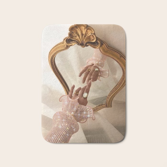 AESTHETICS | Parisian | collage | vintage | retro | pink | pastel | 70s | France | fashion | beige Bath Mat Gallery Image 1