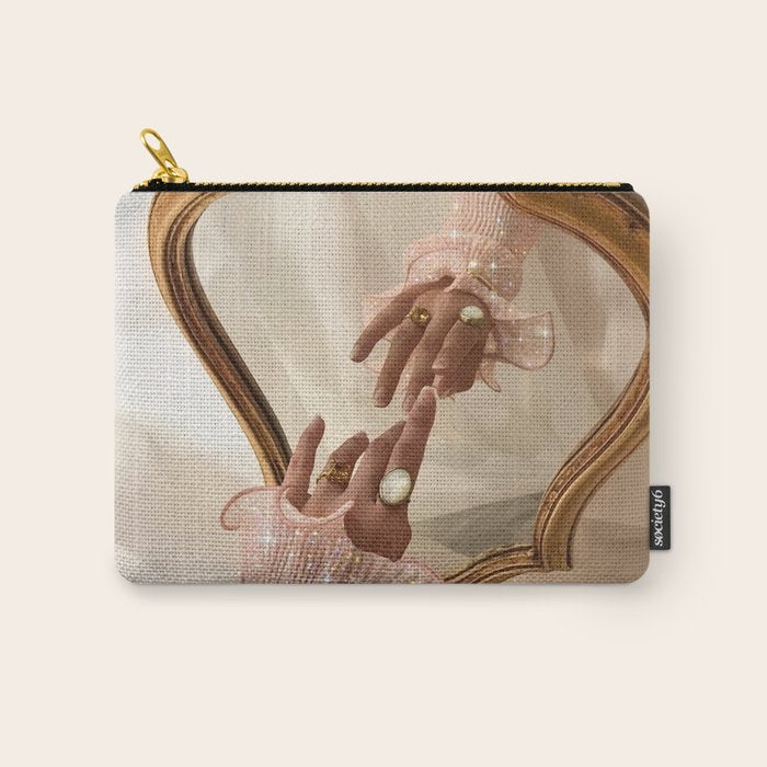 AESTHETICS | Parisian | collage | vintage | retro | pink | pastel | 70s | France | fashion | beige Carry All Pouch Gallery Image 1