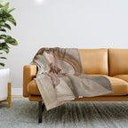 AESTHETICS | Parisian | collage | vintage | retro | pink | pastel | 70s | France | fashion | beige Throw Blanket Gallery Image 1
