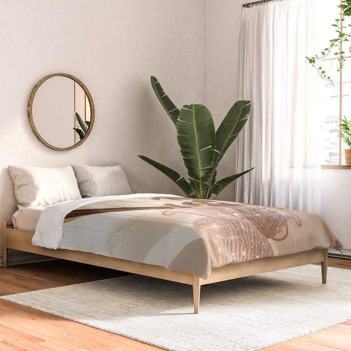 AESTHETICS | Parisian | collage | vintage | retro | pink | pastel | 70s | France | fashion | beige Comforter Gallery Image 2
