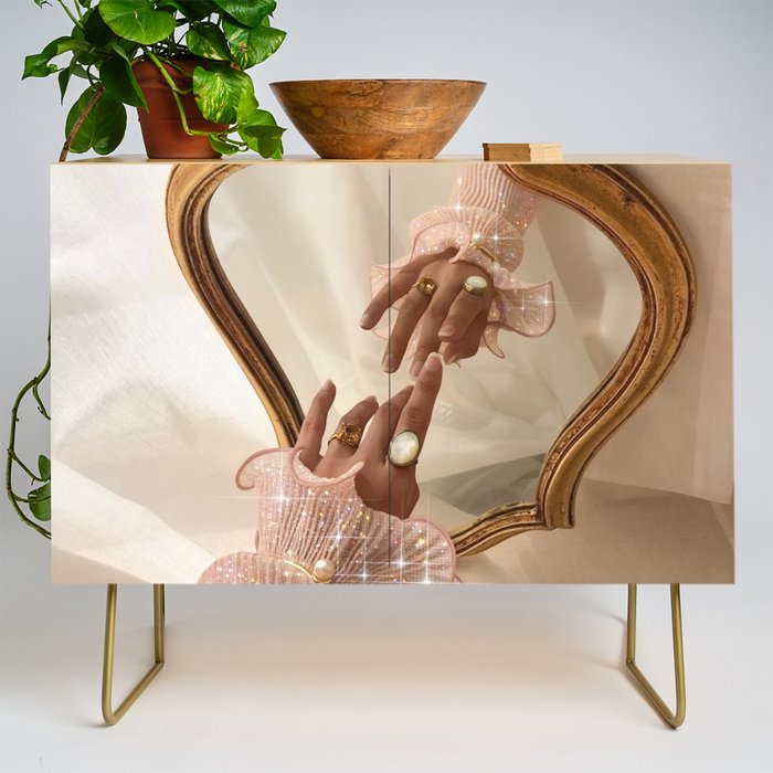 AESTHETICS | Parisian | collage | vintage | retro | pink | pastel | 70s | France | fashion | beige Credenza Gallery Image 1