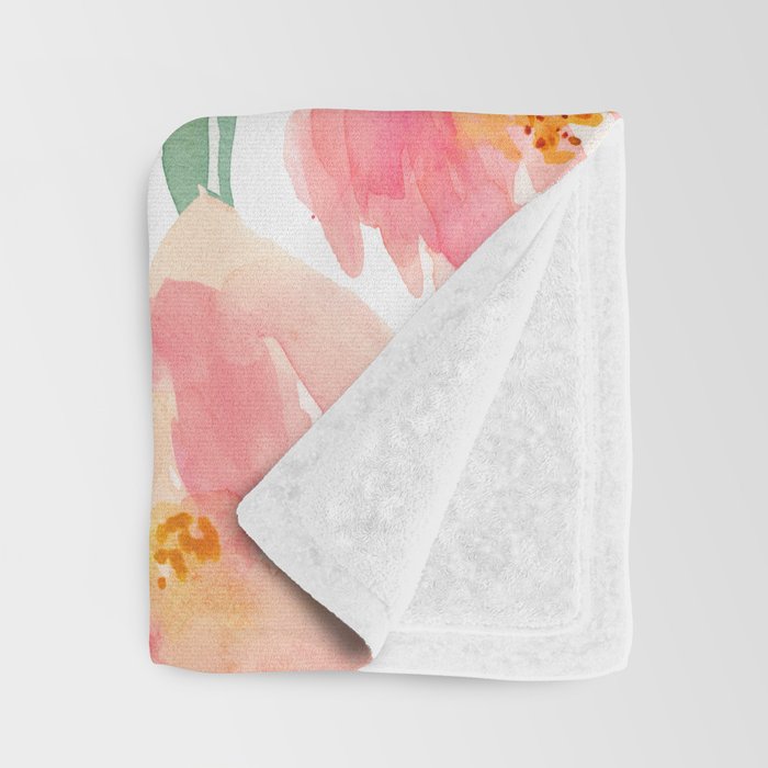 Pink Peonies Watercolor Pattern Throw Blanket Gallery Image 3