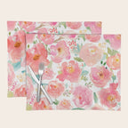 Pink Peonies Watercolor Pattern Placemat Gallery Image 1