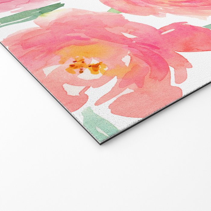 Pink Peonies Watercolor Pattern Welcome Mat Gallery Image 2