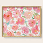 Pink Peonies Watercolor Pattern Serving Tray Gallery Image 1