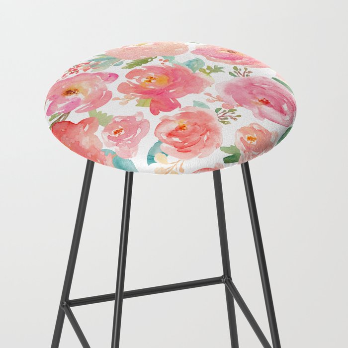 Pink Peonies Watercolor Pattern Stool Gallery Image 2