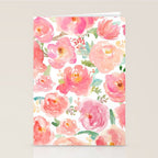 Pink Peonies Watercolor Pattern Stationery Card Gallery Image 2