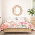 Pink Peonies Watercolor Pattern Duvet Cover Gallery Image 3