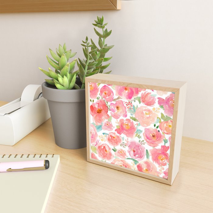 Pink Peonies Watercolor Pattern Mini Art Print Gallery Image 2