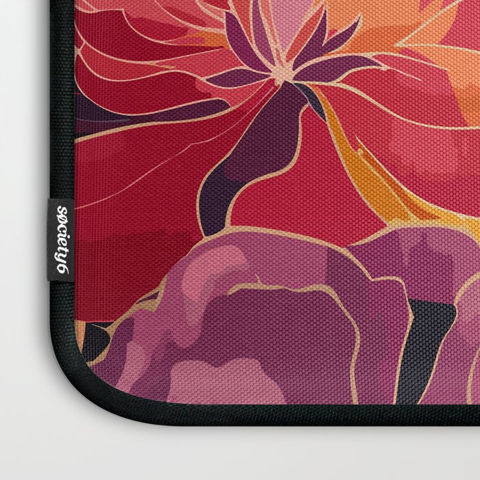 Colorful Pink and Blue Decorative Floral Laptop Sleeve Gallery Image 3
