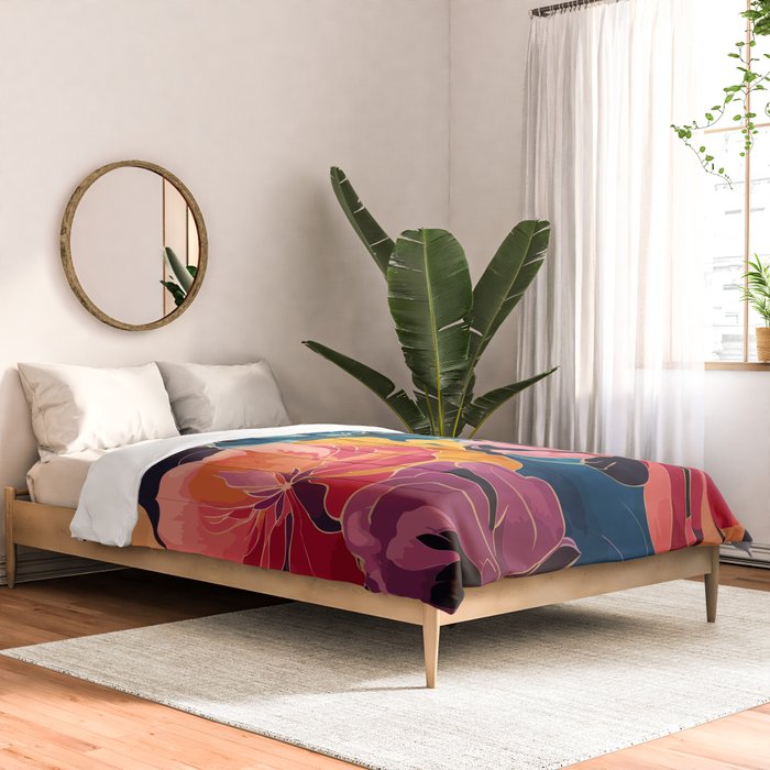 Colorful Pink and Blue Decorative Floral Comforter Gallery Image 2