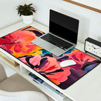 Colorful Pink and Blue Decorative Floral Desk Mat Gallery Image 2