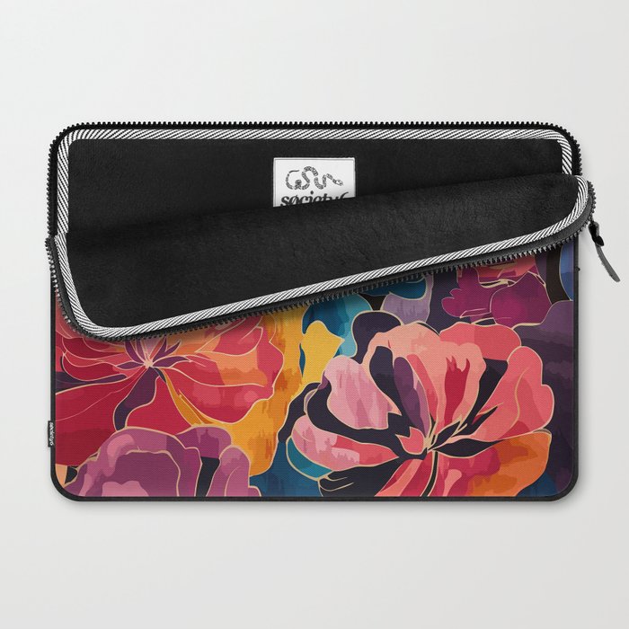 Colorful Pink and Blue Decorative Floral Laptop Sleeve Gallery Image 2