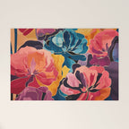 Colorful Pink and Blue Decorative Floral Welcome Mat Gallery Image 1