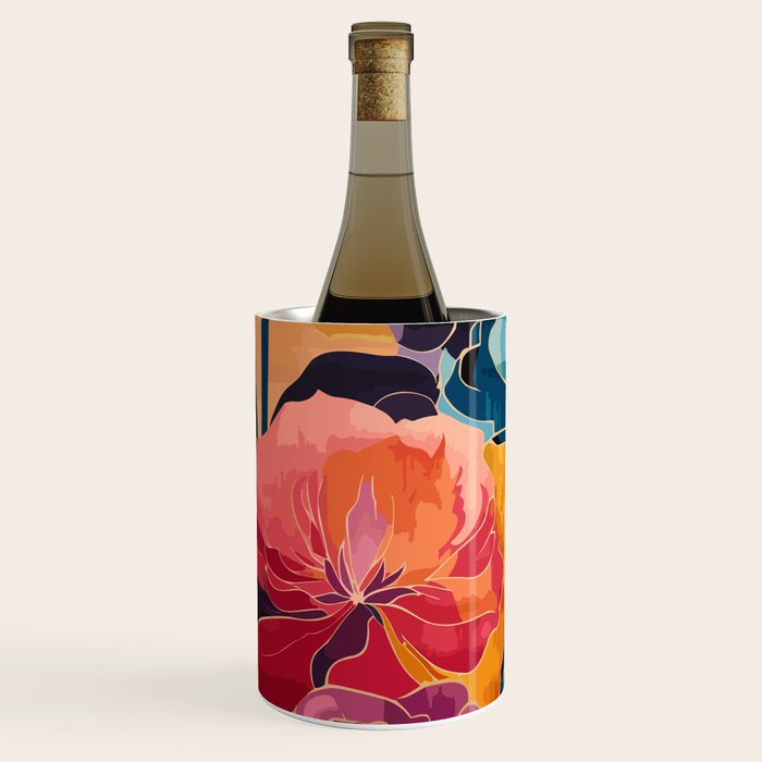 Colorful Pink and Blue Decorative Floral Wine Chiller Gallery Image 2