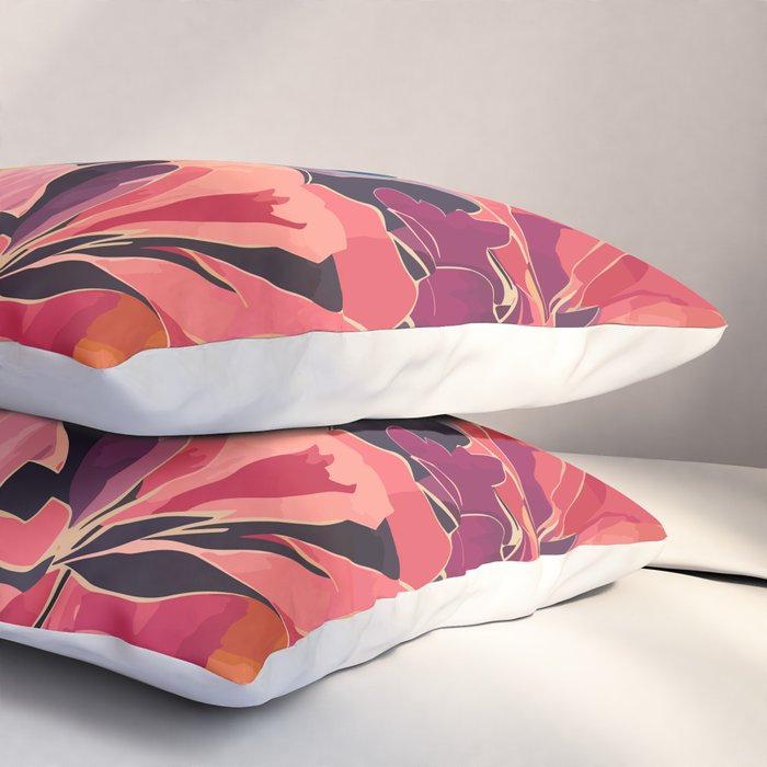 Colorful Pink and Blue Decorative Floral Pillow Sham Gallery Image 3