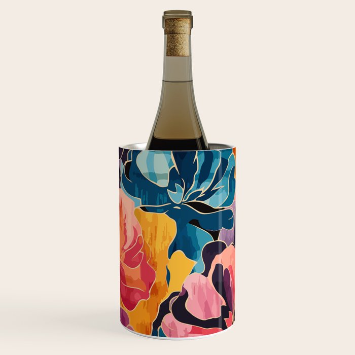 Colorful Pink and Blue Decorative Floral Wine Chiller Gallery Image 1
