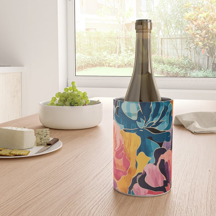 Colorful Pink and Blue Decorative Floral Wine Chiller Gallery Image 4