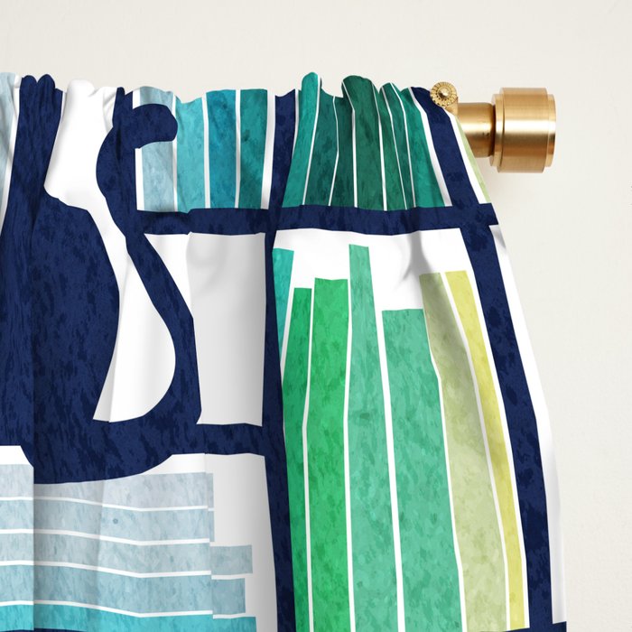 Rainbow bookshelf // white background navy blue shelf and library cats Window Curtain Gallery Image 2