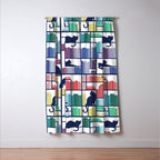 Rainbow bookshelf // white background navy blue shelf and library cats Window Curtain Gallery Image 3