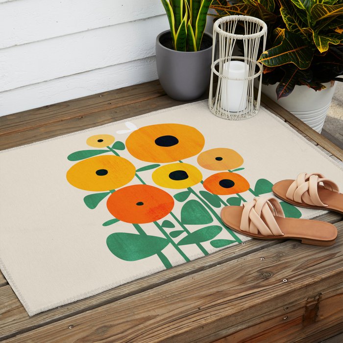 Sunflower and Bee Outdoor Rug Gallery Image 2