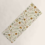 Christmas holiday botanical Pinecones and Holly Ecru Gold Yoga Mat Gallery Image 1