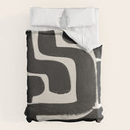 Black Ink Paint Brush Strokes Abstract Organic Pattern Mid Century Style Duvet Cover Gallery Image 6
