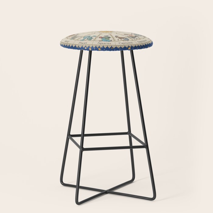 Vintage Astrology Zodiac Wheel Stool Gallery Image 1