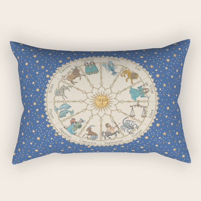 Vintage Astrology Zodiac Wheel Rectangular Pillow Gallery Image 1